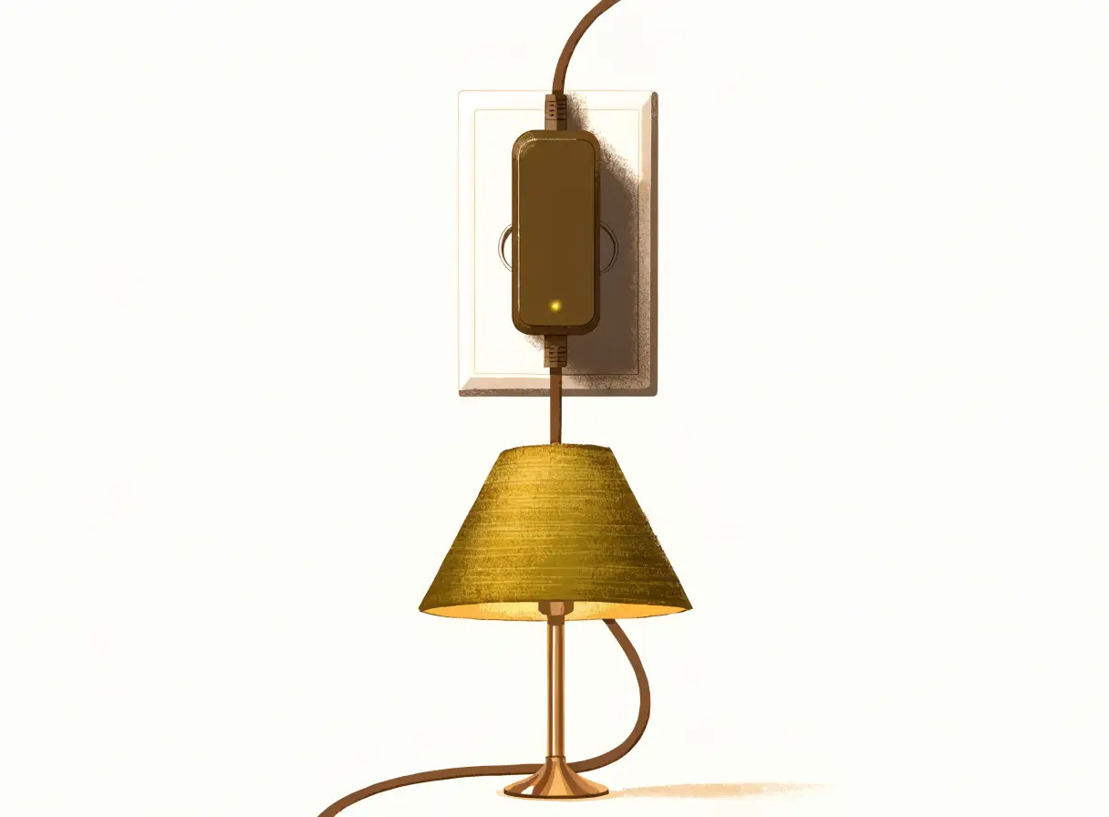 Presa smart Wi-Fi collegata a una lampada in salotto